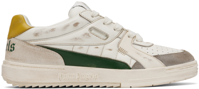 Shop Palm Angels White & Green University Sneakers In White Gree