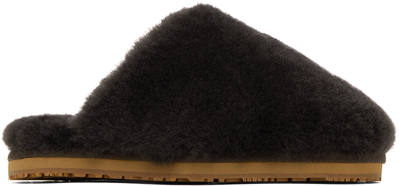 Shop Mou Brown Shearling Slippers In Mocha Mocha