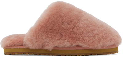 Shop Mou Pink Shearling Slippers In Aros Antic Rose