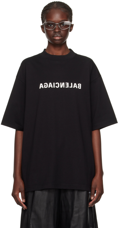 Shop Balenciaga Black Mirror T-shirt In 1070 Black/white
