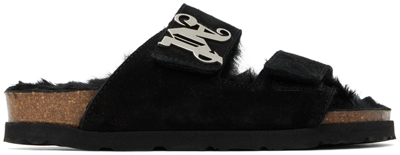 Shop Palm Angels Black Comfy Sandals In Toe Black Blac