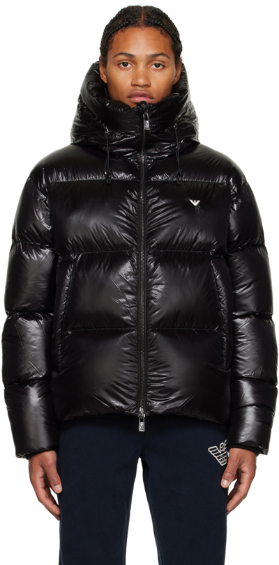 Shop Emporio Armani Black Quilted Down Jacket