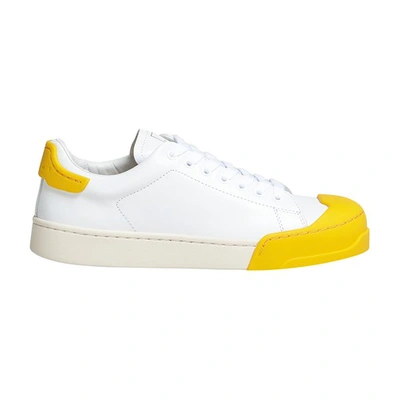 Shop Marni Dada Bumper Sneakers In Leather In Lilywhite_yellow