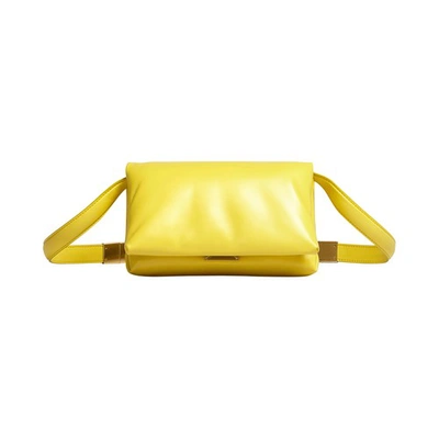 Shop Marni Small Leather Prisma Bag In Sun