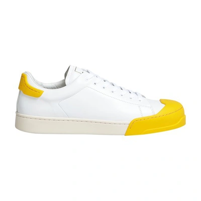 Shop Marni Dada Bumper Sneakers In Leather In Lilywhite_yellow