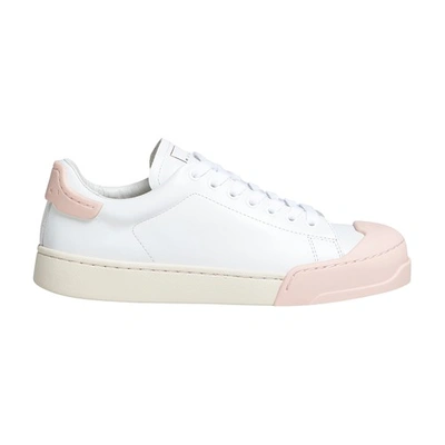 Shop Marni Dada Bumper Sneakers In Leather In Lillywhite_lightpink