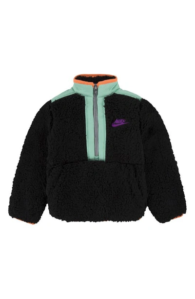 Shop Nike Kids' Nsw Illuminate High Pile Fleece Half Zip Pullover In Black