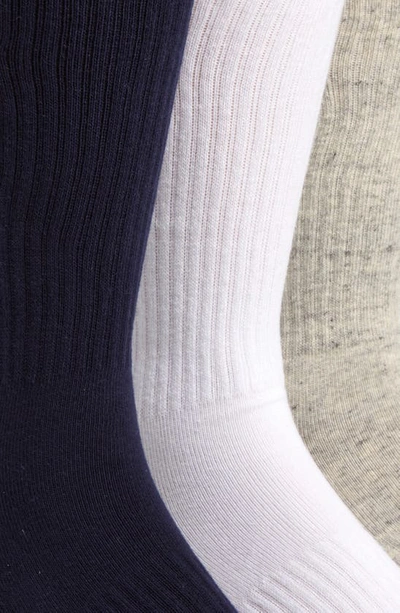Shop Polo Ralph Lauren Assorted 3-pack Crew Socks In Navy/ White/ Tan