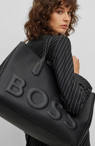 Shop Hugo Boss Olivia Faux Leather Tote In Black