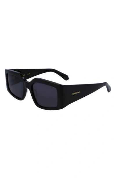 Shop Ferragamo Classic Logo 54mm Modified Rectangular Sunglasses In Black