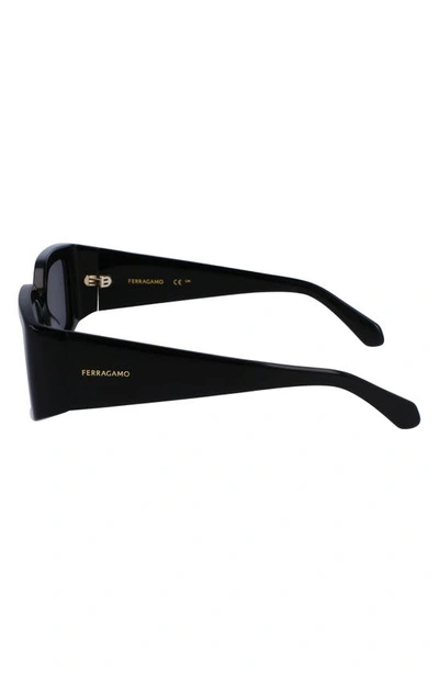 Shop Ferragamo Classic Logo 54mm Modified Rectangular Sunglasses In Black