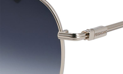 Shop Ferragamo Gancini Evolution 61mm Aviator Sunglasses In Light Gold/ Blue Gradient
