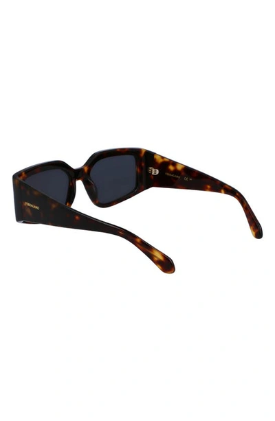 Shop Ferragamo Classic Logo 54mm Modified Rectangular Sunglasses In Dark Tortoise
