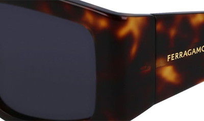 Shop Ferragamo Classic Logo 54mm Modified Rectangular Sunglasses In Dark Tortoise