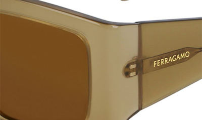 Shop Ferragamo Classic Logo 54mm Modified Rectangular Sunglasses In Opaline Olive