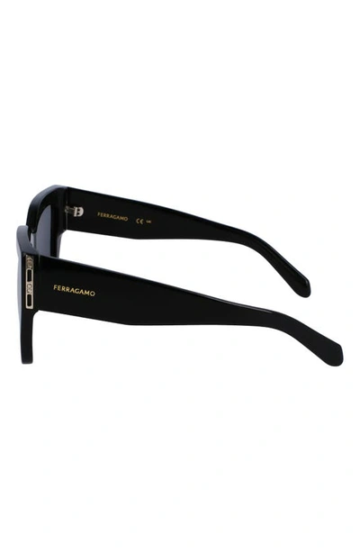 Shop Ferragamo Gancini 55mm Modified Rectangular Sunglasses In Black