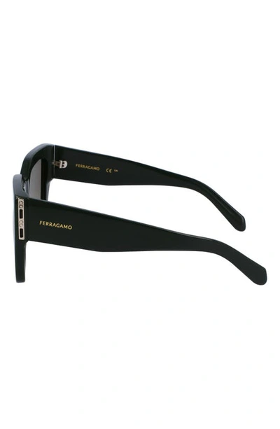 Ferragamo Gancini 55mm Modified Rectangular Sunglasses In Dark Green