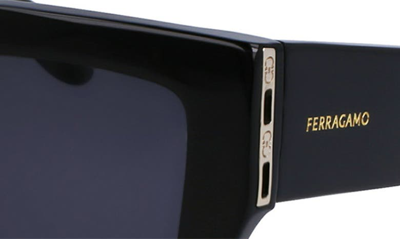 Shop Ferragamo Gancini 55mm Modified Rectangular Sunglasses In Black