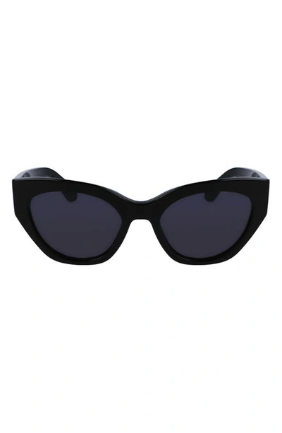 Shop Ferragamo Classic Logo Tea Cup 55mm Cat Eye Sunglasses In Black