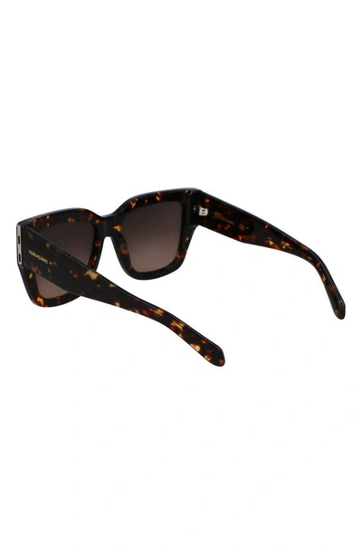 Shop Ferragamo Gancini 55mm Modified Rectangular Sunglasses In Dark Tortoise