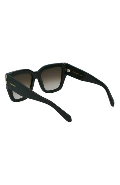 Shop Ferragamo Gancini 55mm Modified Rectangular Sunglasses In Dark Green
