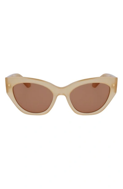 Shop Ferragamo Classic Logo Tea Cup 55mm Cat Eye Sunglasses In Opaline Honey