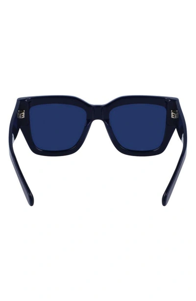 Shop Ferragamo Gancini 55mm Modified Rectangular Sunglasses In Navy Blue