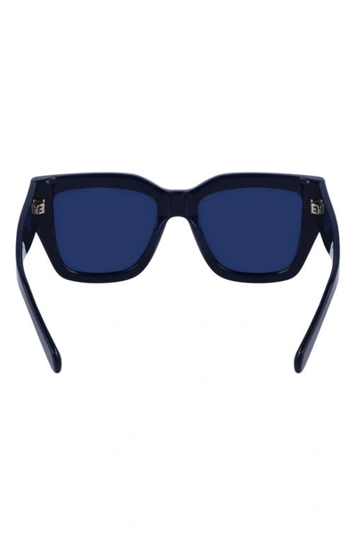 Ferragamo Gancini 55mm Modified Rectangular Sunglasses In Navy Blue