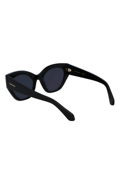 Shop Ferragamo Classic Logo Tea Cup 55mm Cat Eye Sunglasses In Black
