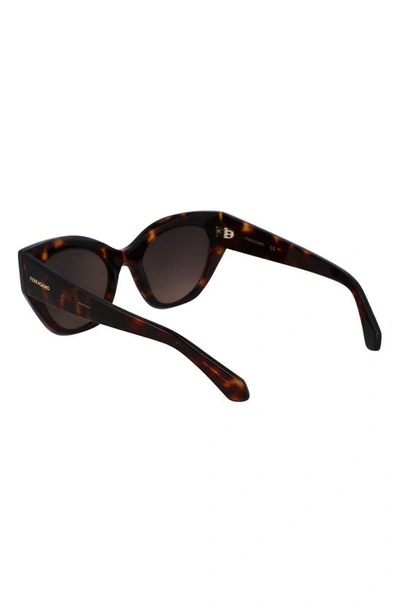 Shop Ferragamo Classic Logo Tea Cup 55mm Cat Eye Sunglasses In Dark Tortoise