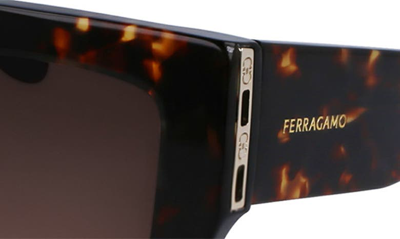 Shop Ferragamo Gancini 55mm Modified Rectangular Sunglasses In Dark Tortoise
