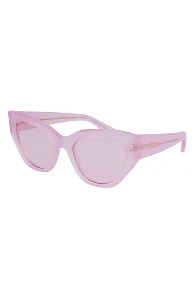 Shop Ferragamo Classic Logo Tea Cup 55mm Cat Eye Sunglasses In Opaline Pink