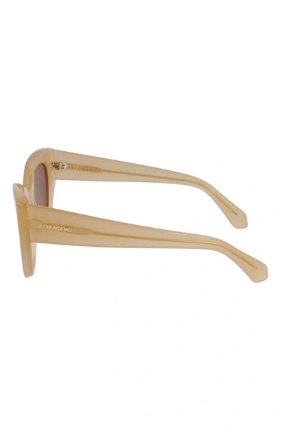 Ferragamo Classic Logo Tea Cup 55mm Cat Eye Sunglasses In Opaline Honey