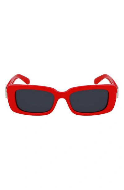 Shop Ferragamo Gancini Evolution 52mm Rectangular Sunglasses In Red