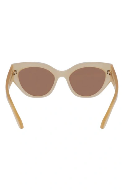 Shop Ferragamo Classic Logo Tea Cup 55mm Cat Eye Sunglasses In Opaline Honey