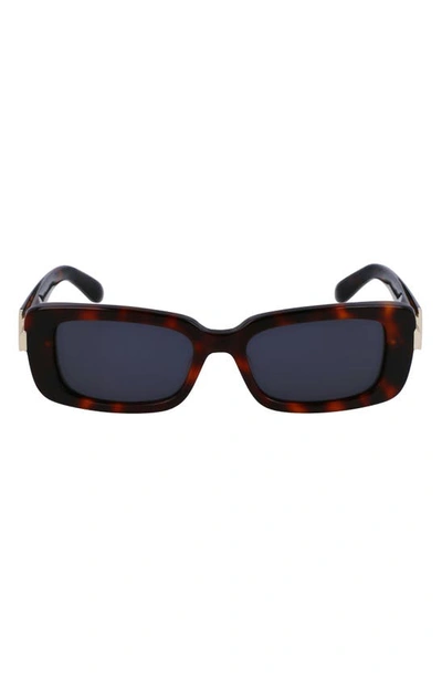 Shop Ferragamo Gancini Evolution 52mm Rectangular Sunglasses In Tortoise