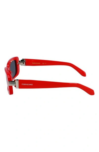Shop Ferragamo Gancini Evolution 52mm Rectangular Sunglasses In Red