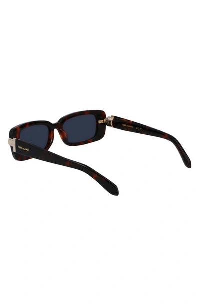 Shop Ferragamo Gancini Evolution 52mm Rectangular Sunglasses In Tortoise