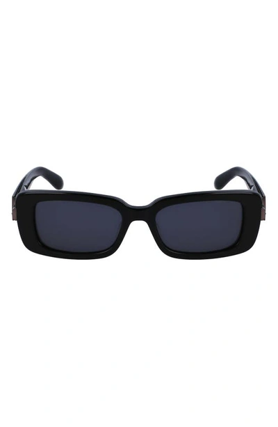 Ferragamo Gancini Evolution 52mm Rectangular Sunglasses In Black