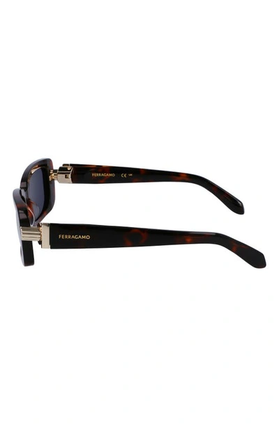 Shop Ferragamo Gancini Evolution 52mm Rectangular Sunglasses In Tortoise