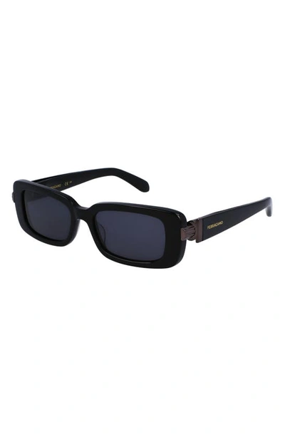 Ferragamo Gancini Evolution 52mm Rectangular Sunglasses In Black