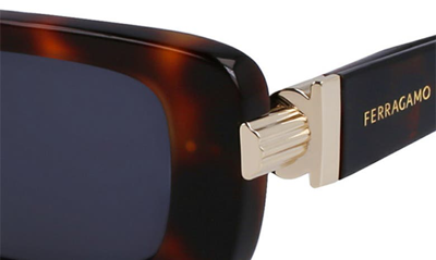 Shop Ferragamo Gancini Evolution 52mm Rectangular Sunglasses In Tortoise