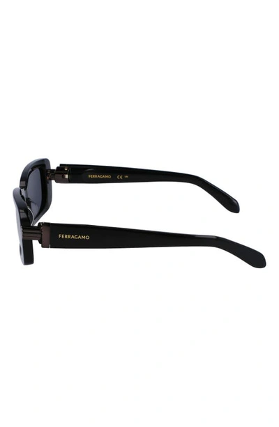 Ferragamo Gancini Evolution 52mm Rectangular Sunglasses In Black