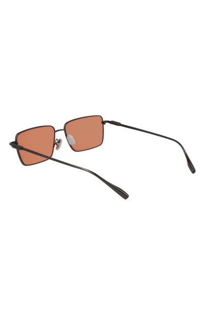 Shop Ferragamo Gancini Evolution 57mm Rectangular Sunglasses In Dark Gun/ Orange