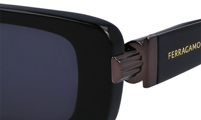Ferragamo Gancini Evolution 52mm Rectangular Sunglasses In Black
