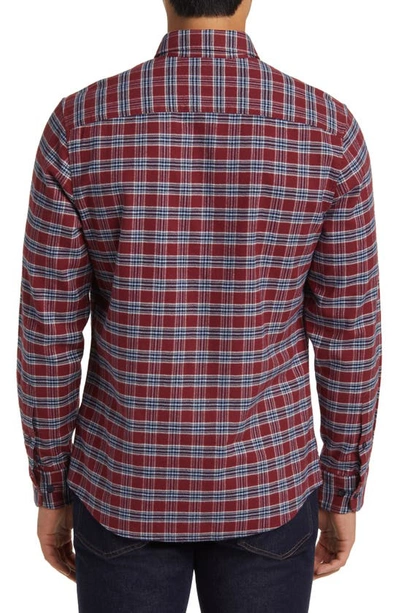 Shop Nordstrom Tech-smart Trim Fit Plaid Flannel Button-down Shirt In Burgundy Brick Addy Plaid