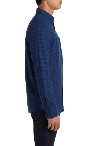 Shop Nordstrom Marcus Trim Fit Check Flannel Button-down Shirt In Blue Caspia- Navy Marcus Plaid