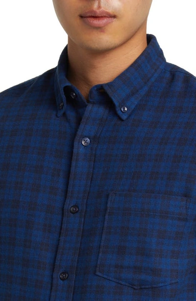 Shop Nordstrom Marcus Trim Fit Check Flannel Button-down Shirt In Blue Caspia- Navy Marcus Plaid