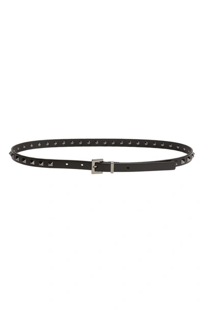 Shop Valentino Rockstud Leather Belt In 0no Nero