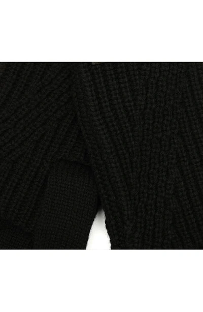 Shop Allsaints Traveling Foldable Cuff Knit Gloves In Black